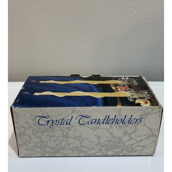 Vtg Clear Heavy Crystal Candleholder Candlestick Holder Taper Flower Shape NOS - Picture 13 of 14